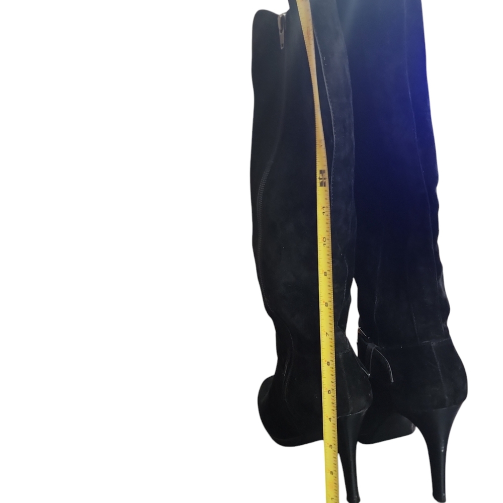 Calf boots with heels,zip sides, buckle decor 81/2 Medium velour - Picture 10 of 12